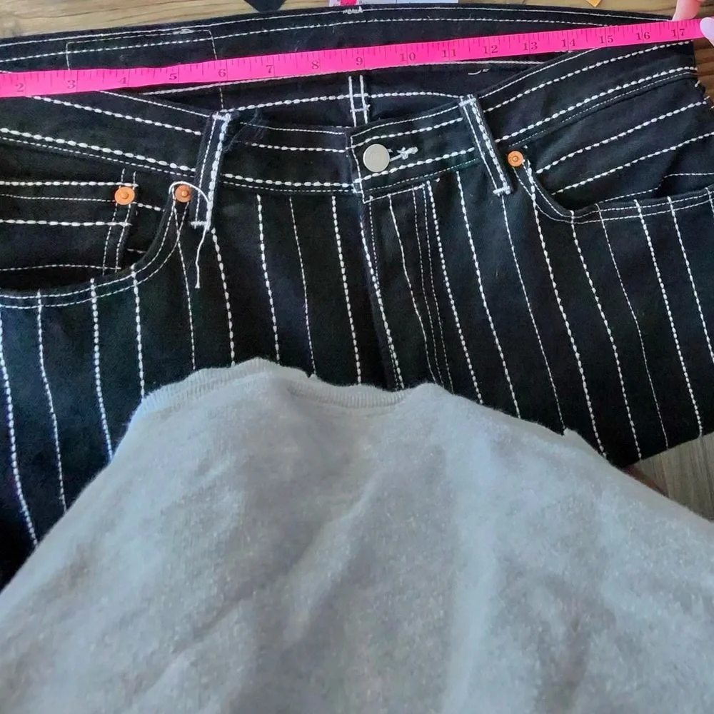 Levi's x Denim Tears Cotton Wreath Chainstitch Stripe 501 Jeans Black W36 L32